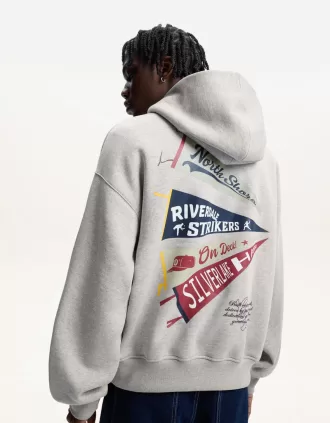 Sudadera con capucha y corte cuadrado estampado Grey