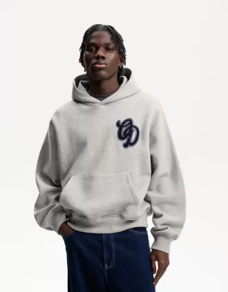 Sudadera con capucha y corte cuadrado estampado Grey