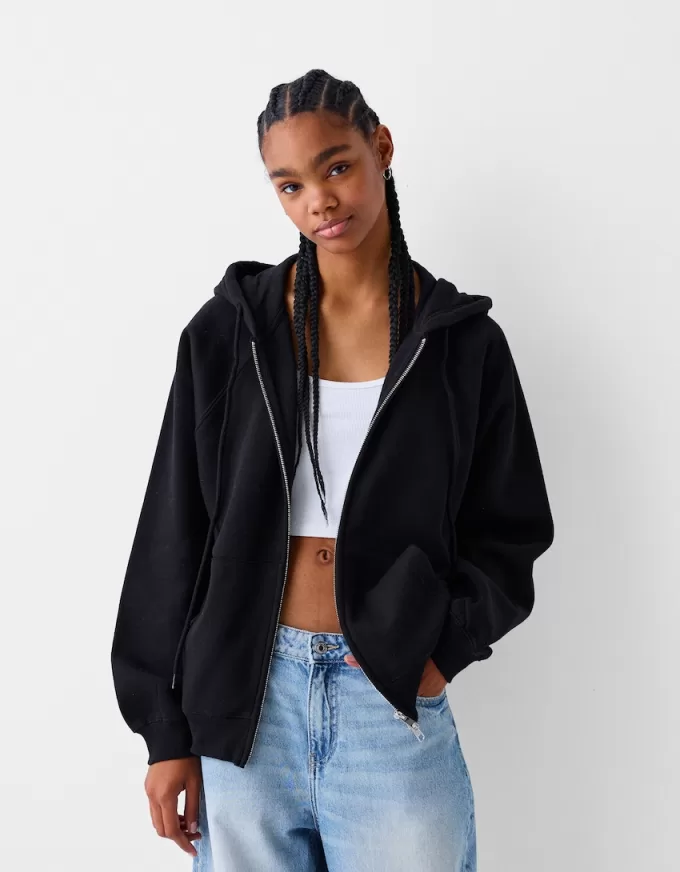 Sudadera con capucha y cremallera Black