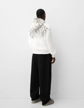 Sudadera con capucha y estampado boxy White