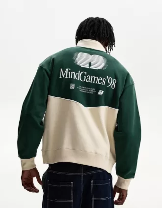 Sudadera con cremallera en contraste Green