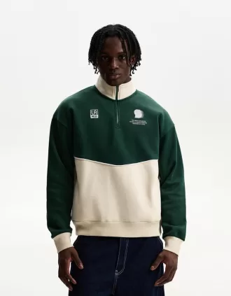 Sudadera con cremallera en contraste Green