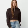 Sudadera con cremallera y bordado Brown