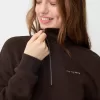Sudadera con cremallera y bordado Brown
