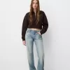 Sudadera con cremallera y bordado Brown