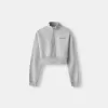 Sudadera con cremallera y bordado Grey