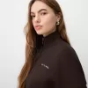 Sudadera con cremallera y bordado Brown