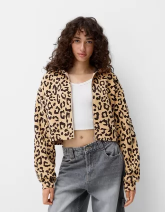 Sudadera con estampado animal Camel
