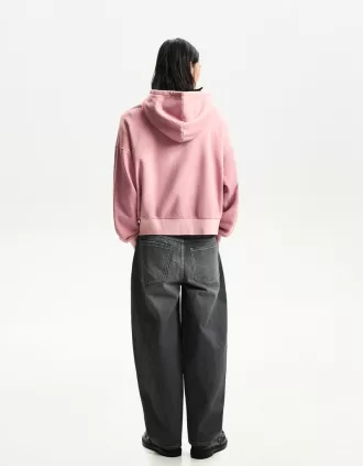 Sudadera corta con capucha estampada Pink
