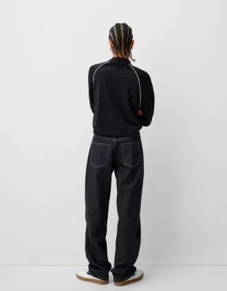 Sudadera corta con cremallera Black
