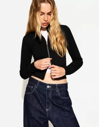 Sudadera de cuello alto con cremallera Black