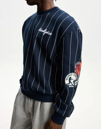 Sudadera deportiva estampado rayas Navy