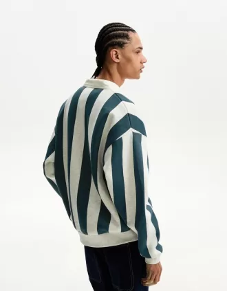 Sudadera estampada con cuello polo Green