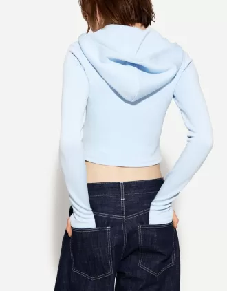 Sudadera modal con capucha y cremallera Light blue