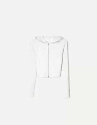 Sudadera modal con capucha y cremallera Grey