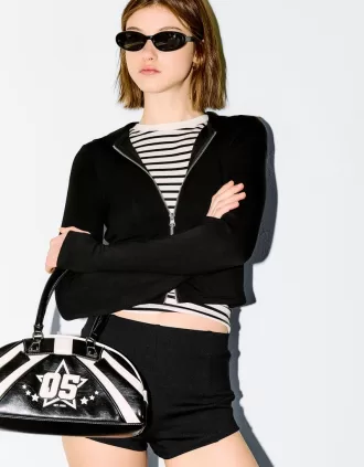 Sudadera modal con capucha y cremallera Black