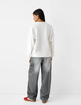 Sudadera oversize con bolsillos laterales Off white