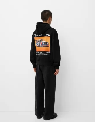 Sudadera oversize estampada Black