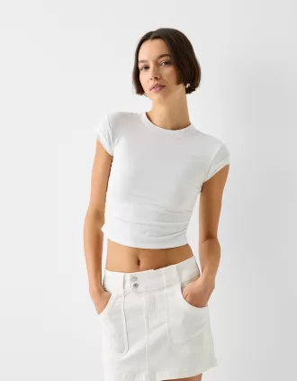 TWILL MINI – Falda acampanada Cream