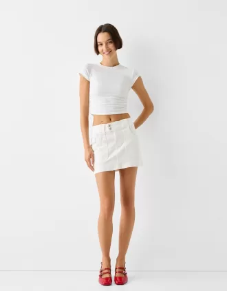 TWILL MINI – Falda acampanada Cream