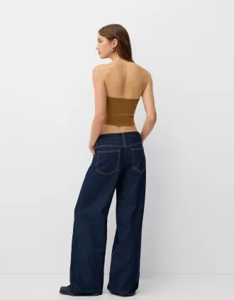 Top bandeau antelina Camel