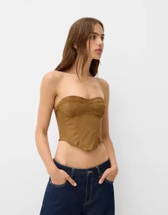 Top bandeau antelina Camel