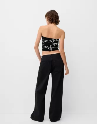 Top bandeau con cordones Black