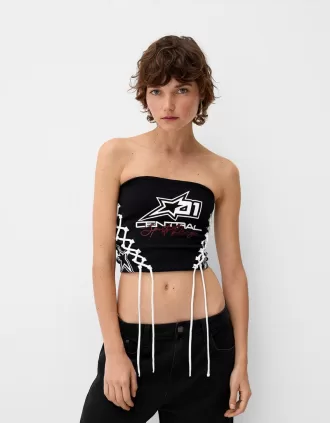 Top bandeau con cordones Black