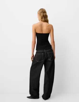 Top bandeau con pedrería Black