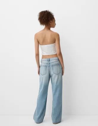 Top bandeau con strass Off white
