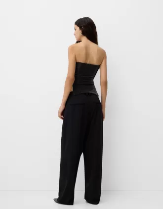 Top bandeau de hilo metalizado con aberturas laterales Black