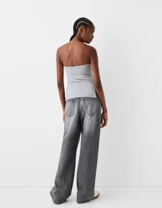 Top bandeau de punto Ponte di Roma con detalle fruncido Grey