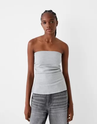 Top bandeau de punto Ponte di Roma con detalle fruncido Grey