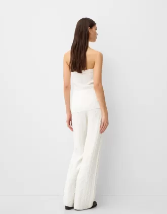 Top bandeau de punto trenzado White