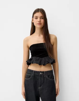 Top bandeau de terciopelo Black