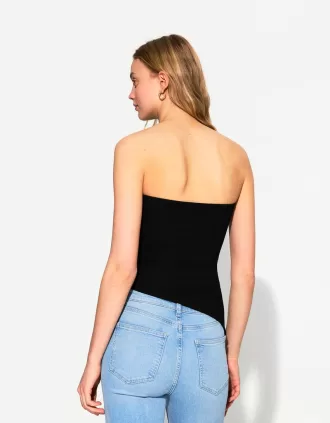Top bandeau fruncido Black