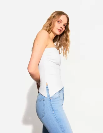 Top bandeau fruncido Off white