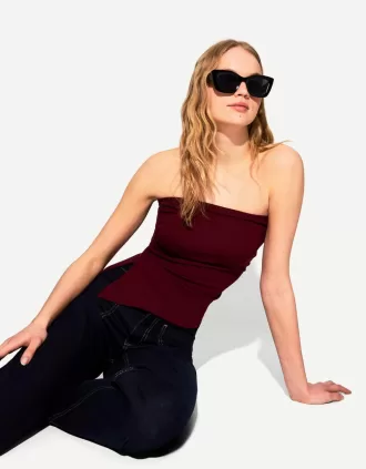 Top bandeau fruncido Burgundy