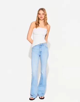 Top bandeau fruncido Off white