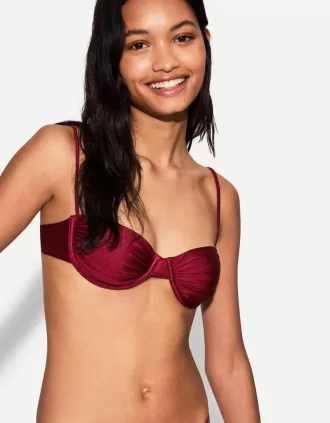 Top bikini fruncido burdeos Maroon