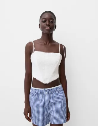 Top corsé de jacquard Off white