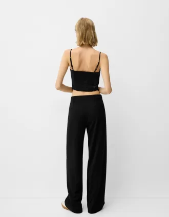 Top corsé de satén Black