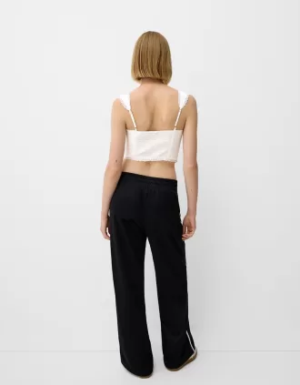 Top corto de popelina Off white