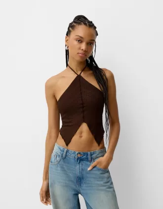 Top de corredor de crochet Brown