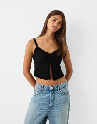 Top de tul con tirantes Black