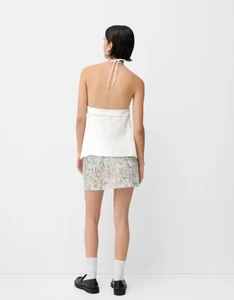 Top halter bordado Off white