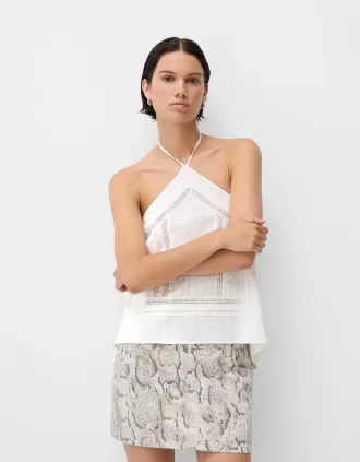 Top halter bordado Off white