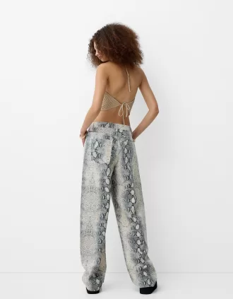 Top halter brillante Sand