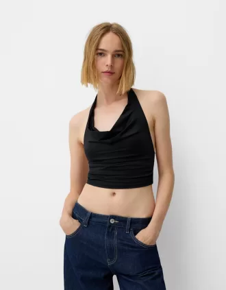 Top halter drapeado Black