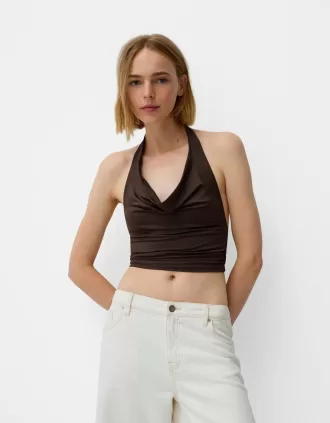 Top halter drapeado Brown
